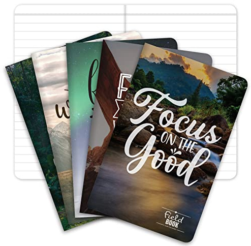 Elan Publishing Company Field Notebook/Pocket Journal – 8,9 cm x 14 cm – fotoinspirationsöverdrag – linjerad memo bok – paket med 5