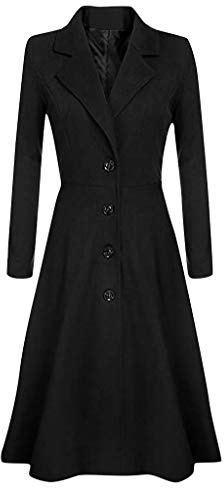 Cappotto lungo da donna – Cappotto di lana da donna lungo Dufflecoat a maniche lunghe elegante giacca di lana con bottone, giacca di lana da donna autunno elegante cappotto invernale invernale da