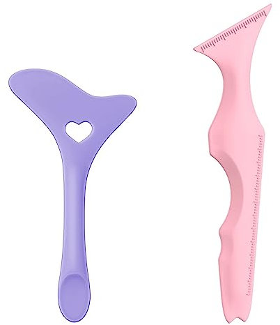 Bikasun 2 Stück Silikon-Eyeliner-Schablonen Flügelspitzen Eyeliner Hilfe Wimpern-Applikator Mascara Wimpernschild Schutzwerkzeug Augencreme Löffel Faul Schnelles Augen-Make-Up-Werkzeug