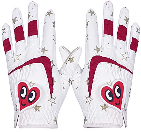 Golfhandschuhe Kinder Golfhandschuhe 1 Paar Pu. Leder Anti-Rutsch Sporthandschuh Weiß Blau Rot Schöne Design for Jungen Mädchen Teen Alter atmungsaktiv Golfhandschuhe Damen (Color : Red 1 Pair, Size