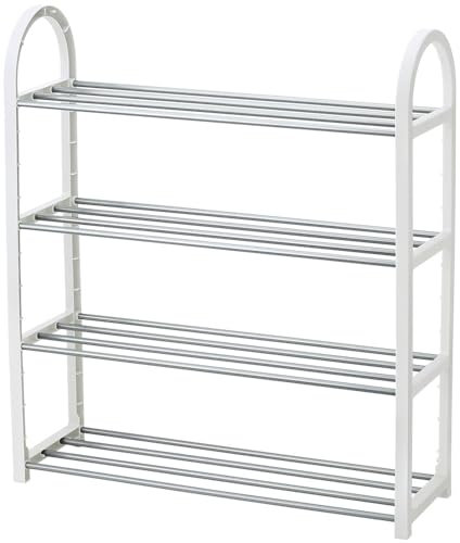 SILVANO Zapatero, Organizador de Zapatos, Estante para Zapatos, 4 Baldas, Estructura Resistente, Color Blanco - 19 x 58 x 65 cm - Portátil, Multifuncional, para la Habitación, Dormitorio, Pasillo