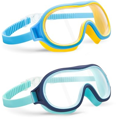 Aegend 2 Pack Swim goggles for Kids 3-15, Anti-Fog Anti-UV Wide Vision Waterproof, No leak Swimming goggles for Boys Girls