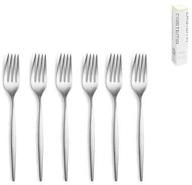 Juego de Cubiertos Mate Cristema Rabat, Acero Inoxidable 18/10, Apto para Lavavajillas, Inspiración Marroquí (Mate, 6 Tenedores de Postre)