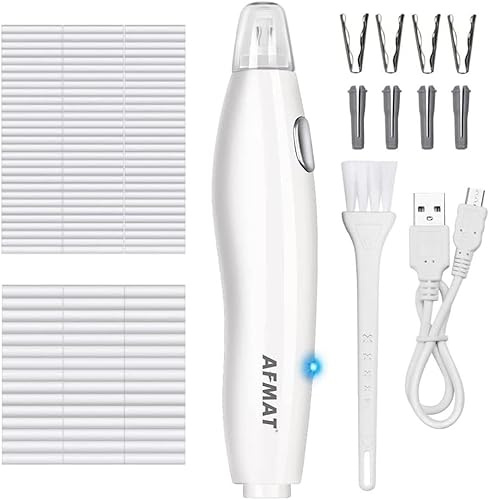 AFMAT Goma de borrar eléctrica, borrador automático, portátil, USB, 140 gomas de borrar de repuesto, recargable, para dibujar, esbozar, color blanco
