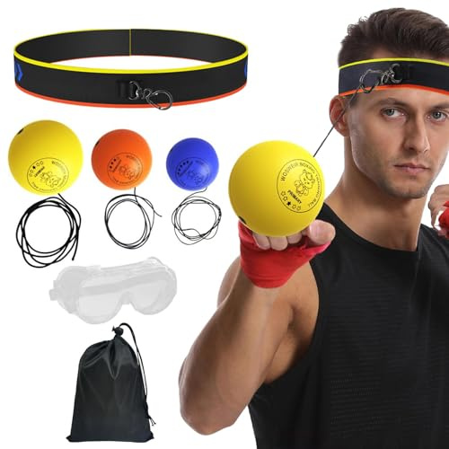 Set di palline da boxe per principianti, multifunzionale, per adulti, con fascia, strumento per allenamento boxer, per migliorare la coordinazione occhio-mano