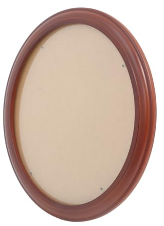 QUMIIRITY 14.17 Inch Solid Wooden Oval Photo Frame Wall Hanging Picture Frame for Home Bedroom Decor Vintage Style Photo Holder with Traceless Nail