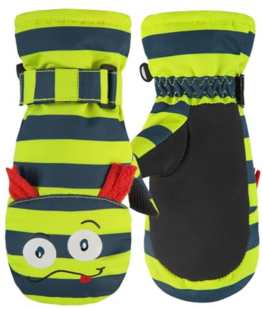 OMECHY Kids Ski Mittens Waterproof Snow Windproof Thinsulate Warm Winter Cold Weather Gloves with String for Boys Girls
