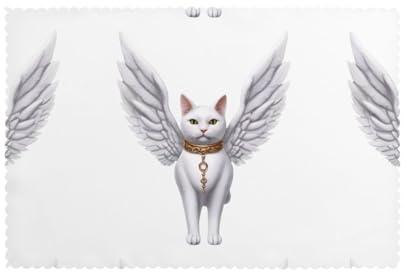 WHJSHOP White cat with Wings Prints Placemats Set of 6 - Thick, Sturdy, and Personalized Dining Table Decor