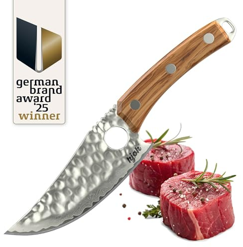 kjøk Cuchillo de chef damasco Premium de 67 capas, núcleo de acero japonés AUS-10, dureza 62 ± 2 HRC, hoja damasquinada con orificio, mango de madera de olivo – cuchillo de cocina afilado