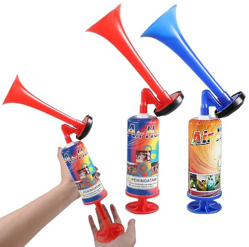 SKIKHN 28CM Corne de Supporter,2 Corne de Brume,Pompe à Main Trompette de Klaxon à Air,Corne de Sports Portative,Trompette Manuelle de Stade,Klaxon à Pression Atmosphérique pour Football Match et Fête