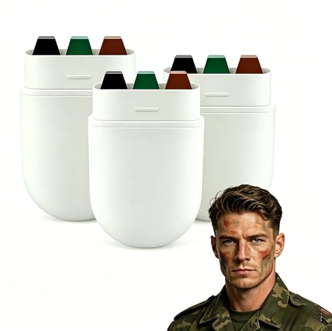 NiceNaiils Crema Mascheramento Militare, 3 Pezzi Military Camouflage Face Paint Sticks, Body Paint Stick Ideale per Cosplay & Body painting (Nero, Marrone, Verde)