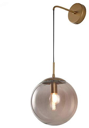 Industriell vintage glasklot vägglampa, retro klar klotlampa for sovrum och korridor(Grey)
