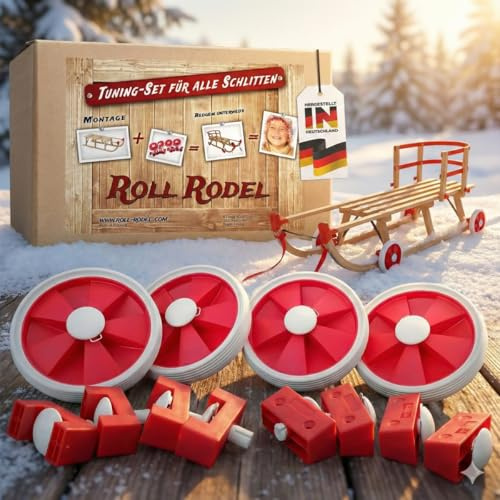 Roll Rodel Kit - Tuning Set per Tutte Le slitte/Ruote in Legno per Slitta/Veicolo per Bambini