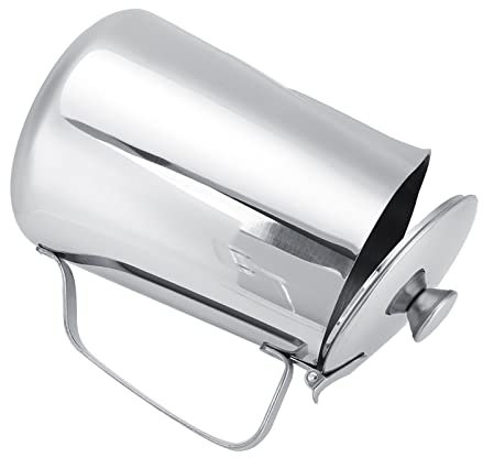Dioche Pichet Lait INOX avec Couvercle, Tasse à Café en Acier Inoxydable, Pichet à Mousse de Lait avec Couvercle pour Café au Lait (1000ML)