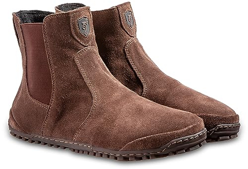 Magical Shoes Barefoot Shoes Lined for Women, Leather Chelsea Boots, Flat Half Boots, Minimalist Ankle Boots, Barefoot Boots, Handmade in the EU, Lupino, brown, 5 UK