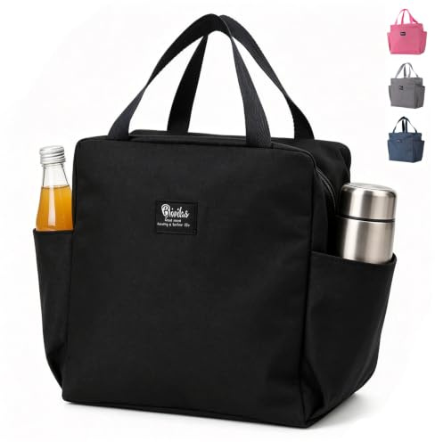 Aiuuee Borsa Termica Porta Pranzo,9L Borsa Frigo Impermeabile, Nero | Lunch Bag Portatile Borsa Porta Pranzo Termica per Scuola Ufficio Lavoro Picnic