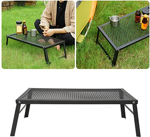 Folding Camping Grill, Portable Heavy Duty Campfire Grill Rack, Iron Waterproof BBQ Stand for Outdoor Barbecue Camping Cooking Gear