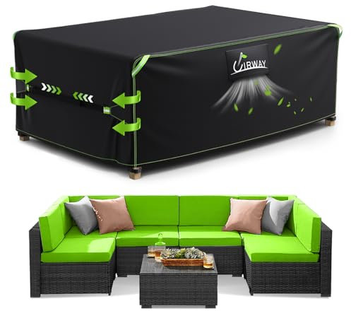 UIRWAY Abdeckung für Gartenmöbel, 250x210x90cm, Wasserdicht Loungemöbel 420D Oxford Gewebe Abdeckhauben für Möbelsets, Schutzhülle Gartenmöbel mit Belüftungsöffnungen und reflektierenden Streifen