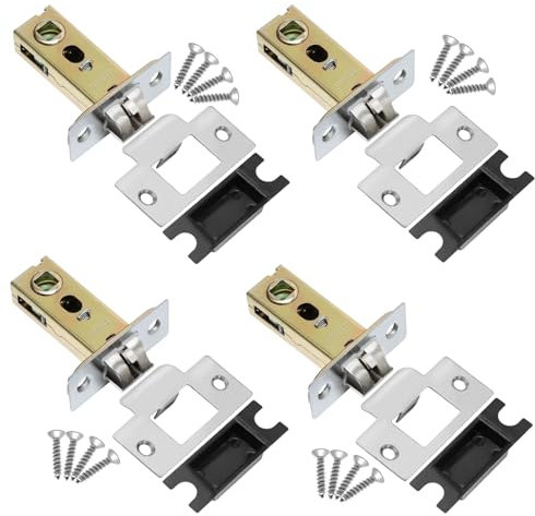 Juyibaao 4 Stück Einsteckschloss Dornmaß 45mm, Zimmertürschloss mit Schließblech und Schrauben, Fallenschloss Schlossfalle Kastenschloss für Various Gefederte Türknöpfe