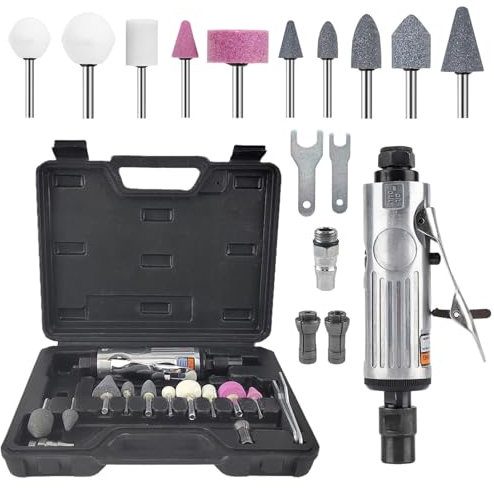 Kit Amoladora Recta - Esmerilado, Desbarbado y Pulido - Adecuado para Automóviles, Muebles y Procesamiento de Metales, Tiene Cabezales de Esmerilado de Múltiples Especificaciones Incorporados (negro)