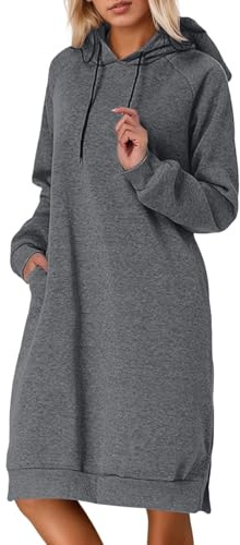 Generisch 2025 Robe-pullover décontractée avec capuche pour femmes avec ourlet fendu, haut de tunique à manches longues pour une utilisation quotidienne en hiver Pullover femme randonnée, GY2., L
