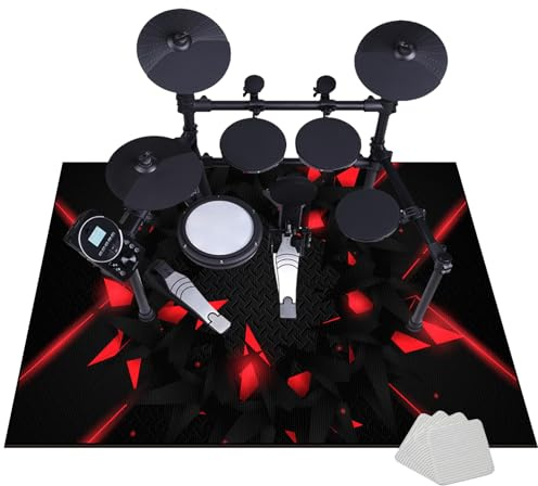 140 x 120 cm Alfombra Bateria Electronica - Alfombras de Batería - Alfombra para Bateria Acustica - Alfombra de Tambor - Alfombrilla Insonorizada para Caja De Bombo y otros Instrumentos Musicales