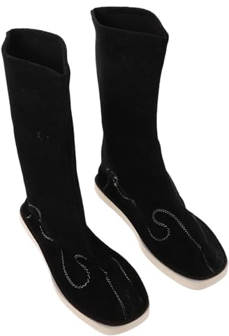 Mipcase Scarpe Cinesi in Pu Design Tradizionale metà Polpaccio Suola Antiscivolo Adatte per Tai Chi Kung Fu Cosplay e Eventi Culturali Nere