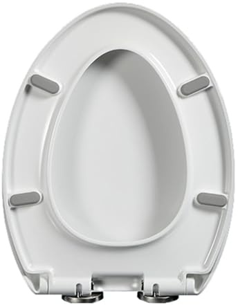 Elongated Soft Close Toilet Seats with Quick Release, Simple Top Fixing Hinge, PP Materials Toilet Lid with 360° Adjustable Hinges, V Shape Loo Seat White, 36x45cm
