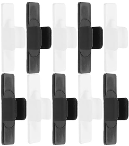 Ipetboom 10pcs Self-adhesive Whiteboard Pen Holders and Pencil Clips, U-shaped Plastic Pencil Holders with Sponge Base for Office and Classroom Desk Organization, Black and White