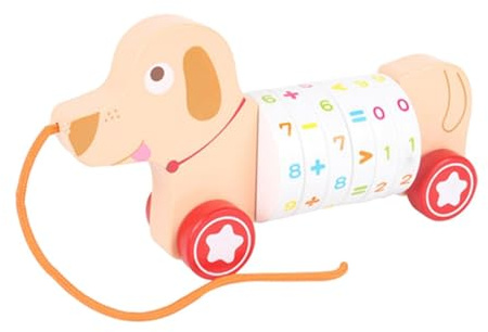 QLECXZI Auto da traino in legno per bambini, luminosa e bella, divertente con giocattoli da traino, giocattolo da in legno, resistente all'acqua, giocattolo da cartone animato,