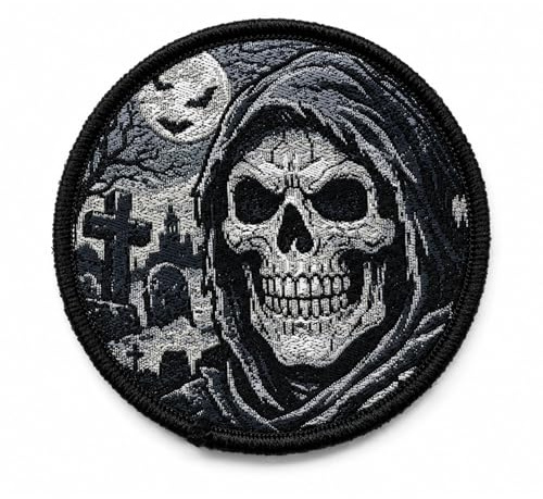 Patch Force - Patch en tissu tête de mort de 7 cm x 7 cm - Comme écusson / écusson pour sac à dos, gilet ou uniforme - Police, militaire, airsoft - Tissé, brodé