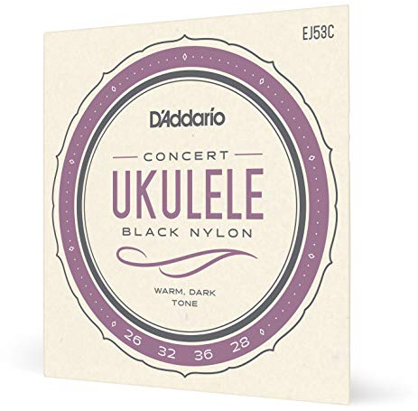 D'Addario Concert Ukulelesträngar, svart nylon, EJ53C, 4-strängad uppsättning, 1-pack