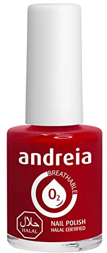 Andreia Nagellack Halal - Atmungsaktiv Luft - Wasser-Durchlässig - Ungiftig Farbintensiv - Naturkosmetik - Farbe B17 Rot - Schattierungen von Rosa 10.5 ml