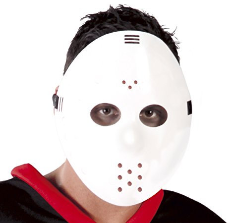FIESTAS GUIRCA | Weiße PVC-Hockeymaske – Kostümzubehör für Halloween und Sportpartys – Ideal für Erwachsene und Unisex – Plastikmaske für Feiern und Veranstaltungen – Weiß