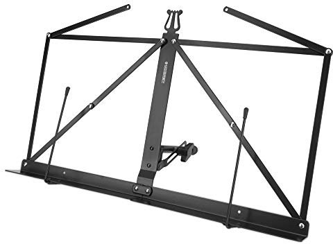 McGrey Tischnotenpult faltbar (sehr kompakt, Neigung stufenlos verstellbar, mit Notenklemmen, Metallausführung, inkl. Etui) Schwarz