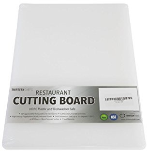 Thirteen Chefs Plastic Cutting Board - 18 x 12 x 0.5 Inch, Professional Grade HDPE, NSF Approved, Large Size and Dishwasher Safe