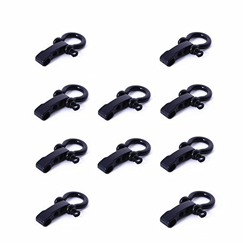 XIZHI Lot de 10 boucles de paracorde en acier inoxydable réglables en forme de U Noir