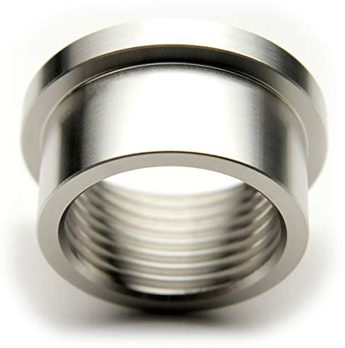 1” NPT Female Weld Bung – 304 Stainless Steel Stepped Threaded Fitting (OD 1.5”) with Thick Top Head Flange (OD 1.7”) – One-Way Tapered Thread for Custom Weld-On Installs