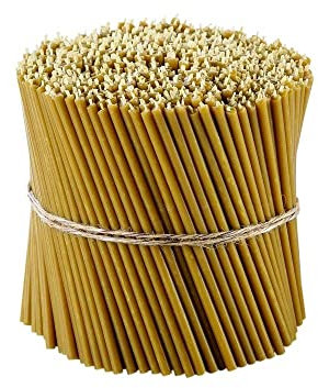 Danilovo Ritual Kerzen 100% Bienenwachs (Gelb) - Orthodoxe Kerzen für Gebet Tischdeko Hochzeit - Ungiftig, Ruß - Tropffrei, Nachhaltige Produkte, N100, Höhe: 16,5 cm, Ø 5,7 mm (200 stück)