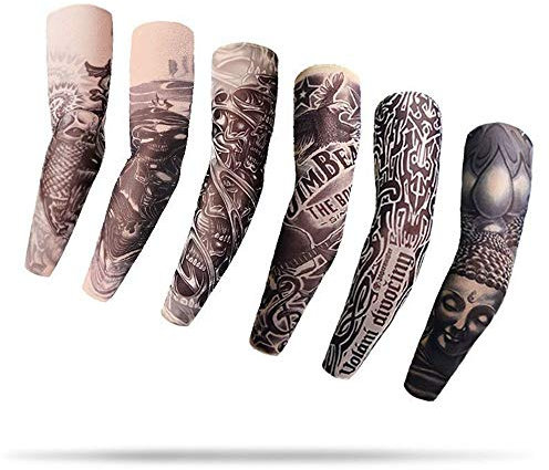 LUMoony Tätowierung Armstrümpfe Tattoo Sleeves Arm Tattoo Strumpf Herren Damen Nylon Tattoo Armstrumpf Entfernbare Tattoo Aufkleber Tattoo Ärmel Outdoor-Sonnenhüllen 6er Pack