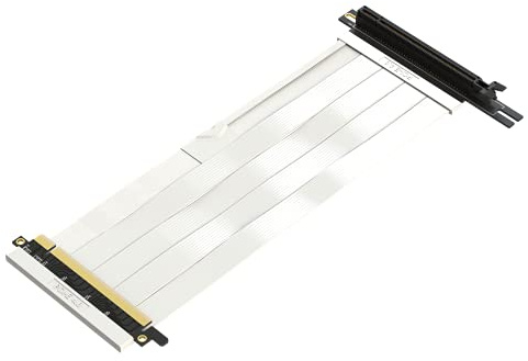 LINKUP - Ultra PCIe 4.0 X16 Riser-Kabel [RTX4090 RX6950XT x570 Z690 Getestet] Abgeschirmter Gaming PCI Express Gen4 Reverse PCIE-Anschluss mit 270°-Sockel{24cm} NZXT H1-kompatibel ohne Schraube | Weiß