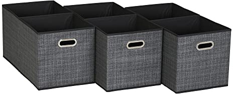 Household Essentials, Black Mix 6 Pack Fabric Storage Bins with Handle