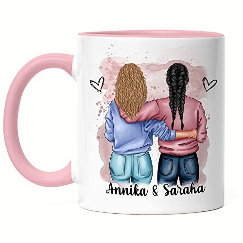 Kiddle-Design Beste Freundin Tasse Rosa Personalisiert Name Geburtstag Freundschaft Best Friend Freundinnen-Geschenk selbst gestalten