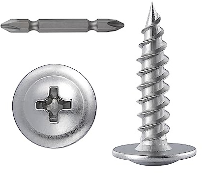 Wensilon (300 pcs)#8×3/4 Phillips Truss Head Wood Screws Stainless Steel 410 Quick Metal Self Tapping