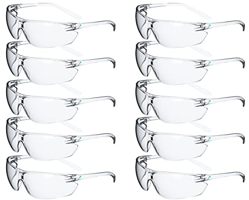 ACE FL-15G Arbeits-Brille im 10er Pack - beschlagfeste Schutzbrille für die Arbeit - Anti-Beschlag - EN 166 - Klar