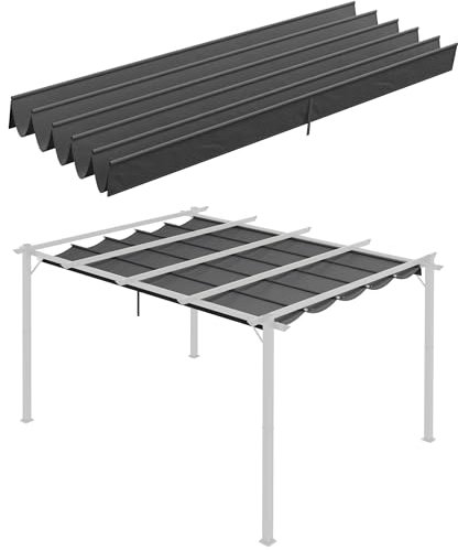 Outsunny Tetto per Gazebo Pergola con 10 Fori di Drenaggio, Telo di Ricambio per Gazebo in Poliestere Traspirante, Solo Copertura, 350x260 cm, per Pergola da Giardino 4x3 m, Grigio Scuro