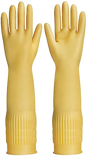 FCTTD Rubber gloves on dishwashing cleaning gloves 3-Pairs,Kitchen dish gloves,Reuseable.(3,Large)