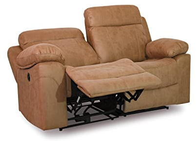 duehome | Sillón 2 Plazas Reclinable, Asiento Relax, Modelo Nellie, Acabado en Tejido Color Piedra, Medidas: 164 cm (Ancho) x 102 cm (Alto) x 96 cm (Fondo)