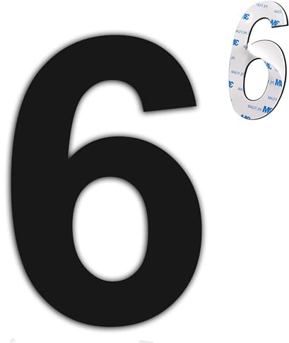 nanlyiau 6in/153mm numero casa exterior adhesivo numero de casa mate negro numeros casa exterior,hecho de acero inoxidable SUS304(6)