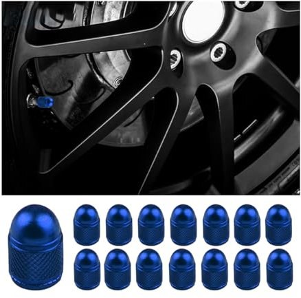JNNJ 15 Pezzi Tappi Valvola Pneumatici, Cappucci per Stelo Valvola in Alluminio, Auto Ruota Cappuccio Antipolvere, Coprivalvole Bullet per Pneumatici Auto, Accessori per Valvole Pneumatici(Blu)